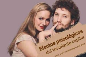Efectos psicológicos del trasplante capilar, Una mujer rubia que pone el dedo en los labios de un chico guapo con pelo grueso.