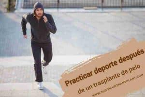 Practicar deporte después de un trasplante de pelo, un hombre que llevaba una sudadera con capucha corriendo en un parque.