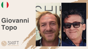 A thumbnail for a hair transplant video testimonial at SHIFT Hair in Turkey by Mr Giovanni Topo